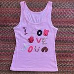 VTG VICTORIAS SECRET I LOVE YOU DOG SEQUIN RIBBED TANK Pink Size M Photo 0