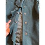 DKNY  Coat Womens 12 Green Wool Blend Ruffle Front Snap Button Long Jacket Photo 1