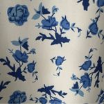 YueXi Floral Blue and White Midi Dress Keyhole Tie Bow Short Sleeve Slit bow EUC Size M Photo 9