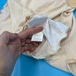 Romwe  Spring Floral Ruffle Block Pattern Tan Creme Tee Women's Size L Summer Photo 5