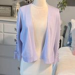 Cable & Gauge Cable & Gage Lavender Sweater Lightweight Purple Cardigan Bow Lattice Sleeve L Photo 4