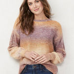 LC Lauren Conrad  Braided Cable Sleeve Detail Knit Sweater Ombré Cozy Oversized Photo 0
