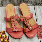 Comfortview  Coral Sandals Convertible Top Design Floral Art Deco Studded Summer Photo 0