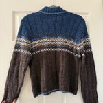 Fashion Bug Brown & Blue Nordic Style Mockneck Knit Sweater  Photo 5