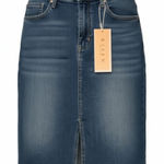 NWT Risen Blue Denim Skirt Women's Large Knee Length Pencil Streetwear Jeans Photo 0