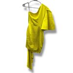 Solace London Marcie One Shoulder Draped Knot Mini Dress in Bright Yellow Sz 2 Photo 5