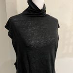 IRO Black Sleeveless linen Turtleneck Top Photo 7