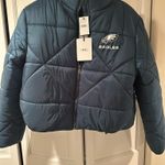 Philadelphia Eagles Cropped Puffer Jacket(WEAR by Erin Andrews) Blue Size L Photo 0