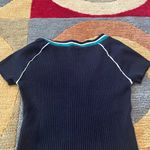 Urban Outfitters Sporty Y2K Style Black Ribbed Sweater Zip Up Crop Top Medium Photo 2