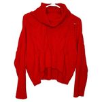 Moon & Madison Red Cowl Neck Plush Cable Knit Cropped Sweater Photo 1