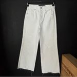 Veronica Beard  Taylor High-Rise Wide-Leg Jeans Cropped Frayed White Size 27 Photo 3