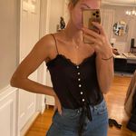 Out From Under Satin Black Tied Tank Top Photo 0