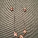 Vintage gold colored flower with white center necklace and matching earrings EVC Photo 2