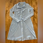 American Eagle Ribbed Knit Long Sleeve Midi Button Up Dress Baby Blue XL Photo 2