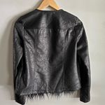 Libby Edelman Faux Fur Faux Leather Jacket Black Shaggy Moto XS Boho Photo 5