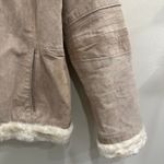 Weather Tamer VTG 90s Beige Suede Faux Fur Shearling Coat Aviator Pilot Sz Large Tan Photo 8