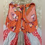 Free People Dream Darlin orange floral print v-neck halter tank top women’s L Photo 5