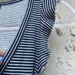 Paige  Size XS Midi Striped Ruffle Rayon Belted Side Slit Blue Navy Photo 5