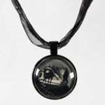 Handmade Rebel Ribbit – Punk Goth Frog Necklace | Black Metal Round Pendant Photo 0