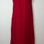 Women’s Red Silk Midi Strapless Cocktail Dress 14 Size L Photo 1