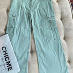 New NIP Chicme Green Tea Dring Cargo Pants Wide Leg XL Photo 0