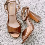 Lulus New Boutique Bronze peep toe cross back ankle strap block High heels Sandals Shoes Photo 0