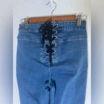 SheIn Extreme Flare Bell Bottom Jeans Corset Lace Tie Sz 28x32 EUC 0196 Photo 4