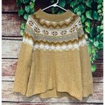 easel  Fair Isle Knit Crewneck Sweater Winter Ski Sweater Camel Women's Large Photo 0