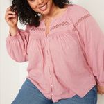 Old Navy Old‎ Navy Long Sleeve Embroidered Lace Blouse Paradigm Petal Pink Cottagecore Photo 0