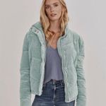 Splendid Milla Corduroy Full Zip Puffer in Washed Blue Size Large $228 Photo 2