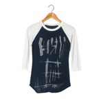 Black & White Distressed Graphic Raglan Tee Size M (Edgy Streetwear) Size M Photo 3