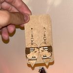 Handmade NWT  ATV Riding American Flag Wooden Engraved Earrings Photo 4