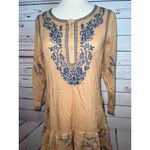 NWT Urban Mangoz Dress Medium Bohemian Boho‎ Hippie Beige Embroidered Sheer Tan Photo 4