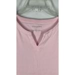 Talbots  Women's Solid Cotton Split Neck Short Sleeve T-Shirt Pink Size Medium Photo 1