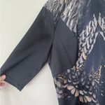 All Saints Plated Paradise Satin Sheath Mini Black Dress Peacock Feather Photo 6