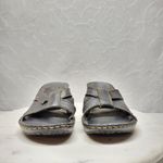 Merona Leather Wedge Sandals Womens 8 Black Stitching Slip on Mules Slides Y2k Photo 11