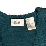 Vintage Kathy Lee Teal Green Cotton Blend Knit Sleeveless Cardigan Vest 16W Photo 2