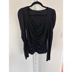 Generation Love Laguna Heart Neck Ruched Ribbed Top Black Small Photo 5