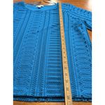 Dana Buchman Teal Lace Overlay Knit Top XL Short Sleeve Crew Neck Shirt Career Photo 3