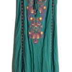 Sundance Dress Womens Small Green Embroidered Boho Maxi Tassel Tie Modal Beach Photo 0