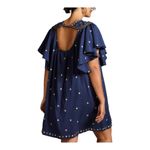 Anthropologie Crewneck Embroidered Tunic Dress Size XL Petite Short Navy Blue Photo 1