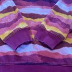 Lands End Rainbow Terry Toweling Hoodie Purple Yellow Pink Stripe Sz LARGE Photo 2