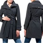 Kenneth Cole Reaction Houndstooth Wool Blend Belted Peacoat Size S/M Photo 1