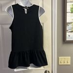Kate Spade Black and Cream Peplum Tank Shell with Keyhole and Back Bow- Medium Photo 5