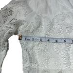 Fyve White Crochet 3/4 Sleeve Boho Bohemian Lace Nlouse Top Shirt large Photo 5