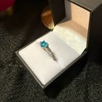 Cute and fun Silver plated Heart Ring with Blue Gemstone size 7 Photo 1