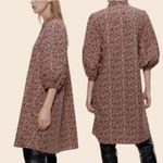ZARA ππ Balloon Sleeve Oversized Shirt Dress ~ Micro Floral Print Medium Photo 3