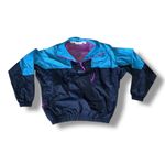 Columbia Vintage Womens pullover wind breaker M Navy Blue/ Teal/ Fuscia Jacket Photo 2