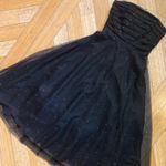 Betsy and Adam Vtg 90s Y2K Black Tulle Retro 50s Pinup Strapless Prom Tea Cupcake Swing Dress Photo 0