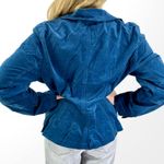 American Vintage 00s FOLIO Vintage Blue Teal cotton Stretch Button Blazer Jacket Photo 5